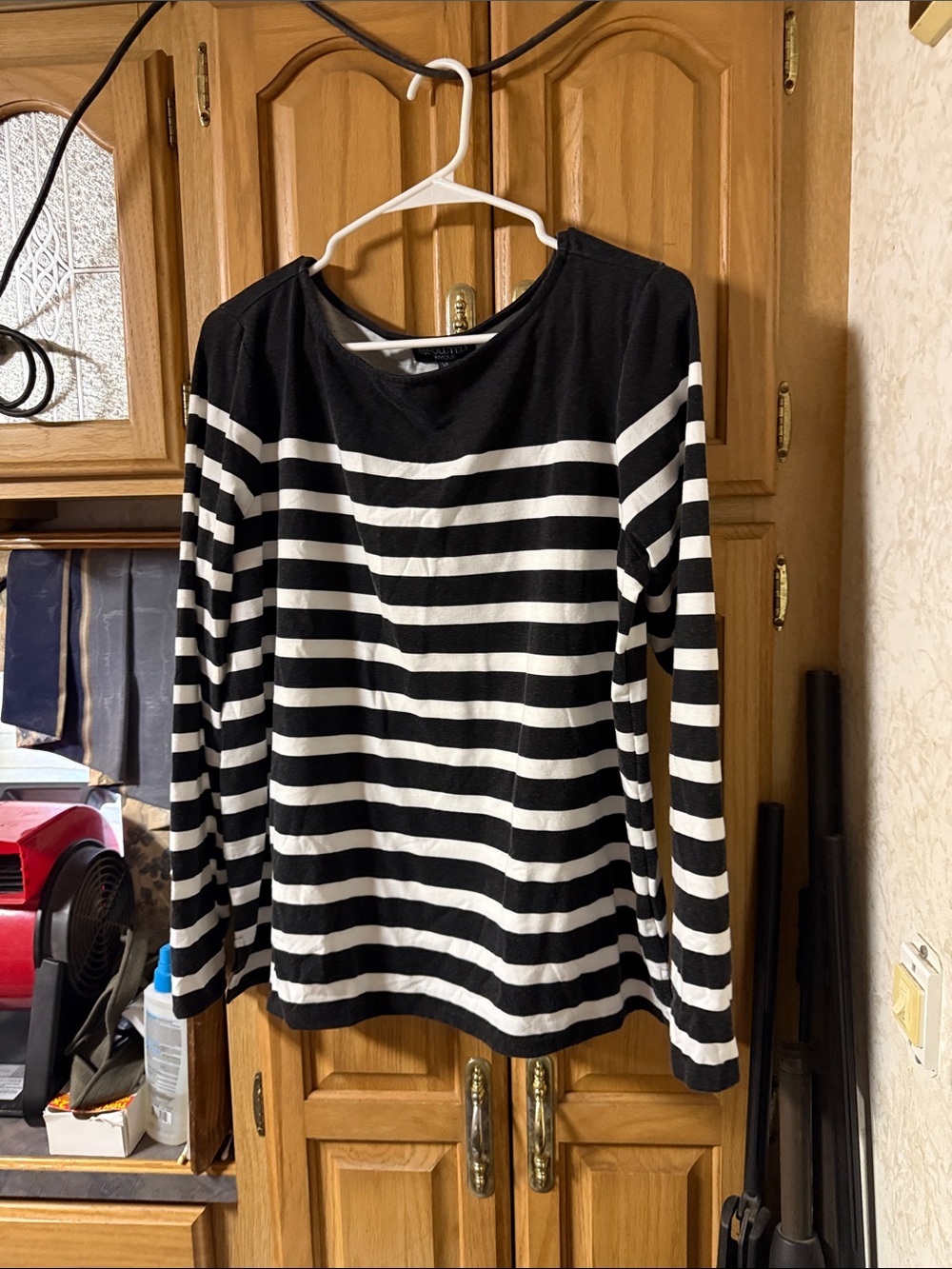 Absolutely Famous Black and White Striped Long Sleeve Tee